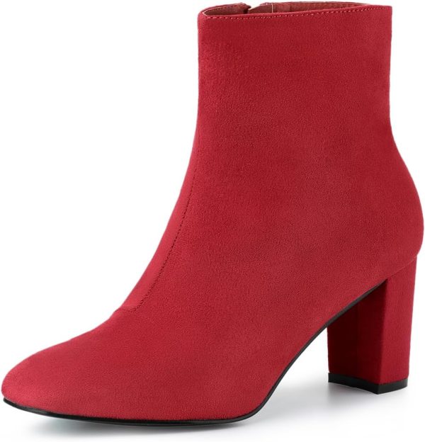 Allegra K Women's Dress Side Zip Chunky Heel Ankle Boots