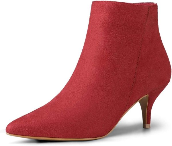 Allegra K Women's Pointed Toe Zip Stiletto Kitten Heel Ankle Booties