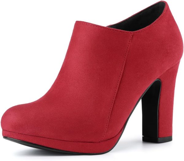 Allegra K Women's Platform Round Toe Chunky Heel Ankle Booties