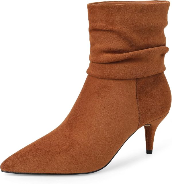 CosyFever Sexy Slouch Ankle Boots for Women with Fashon Mid Stiletto Heels Pointed Toe