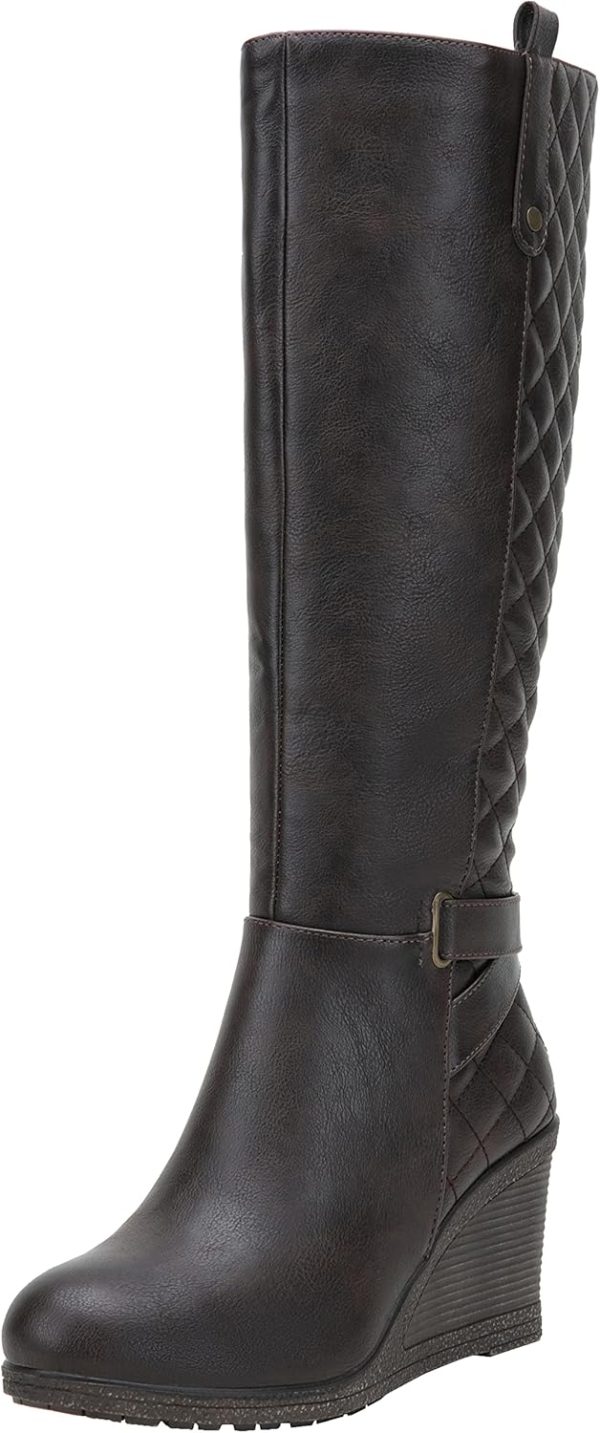 Vepose Women's 9652 | Knee High Boots | Wedge Calf Boot with Side Zipper