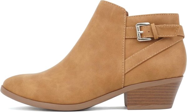 Soda CHOYA Women's Round Toe Faux Suede Stacked Heel Western Ankle Bootie