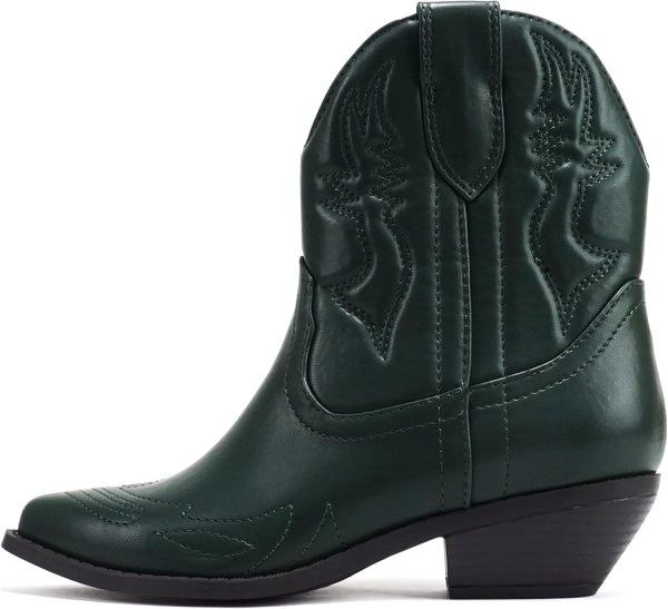 Soda Women Cowgirl Cowboy Western Stitched Ankle Boots Pointed Toe Short Booties Rigging-S (Wide Fit Available)