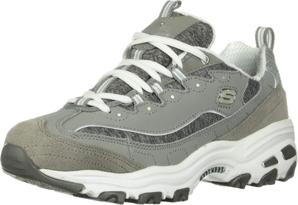 Skechers Sport Women's D'Lites Memory Foam Lace-up Sneaker,Grey/White,7.5 W US