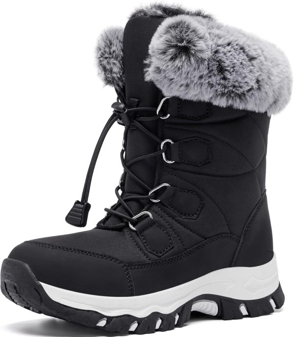 YINGCSM Women's Snow Boots Winter Warm Fur Lined Water-Resistant Outdoor Anti-Slip Boot