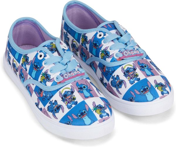 Disney Ladies Lilo and Stitch Shoes - Ladies Classic Lilo and Stitch Lace Up Canvas Sneakers Lilo and Stitch Canvas Lace up Sneakers